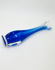 1970s JAPANESE COBALT BLUE OMBRE SWUNG FOOTED GLASS VASE
