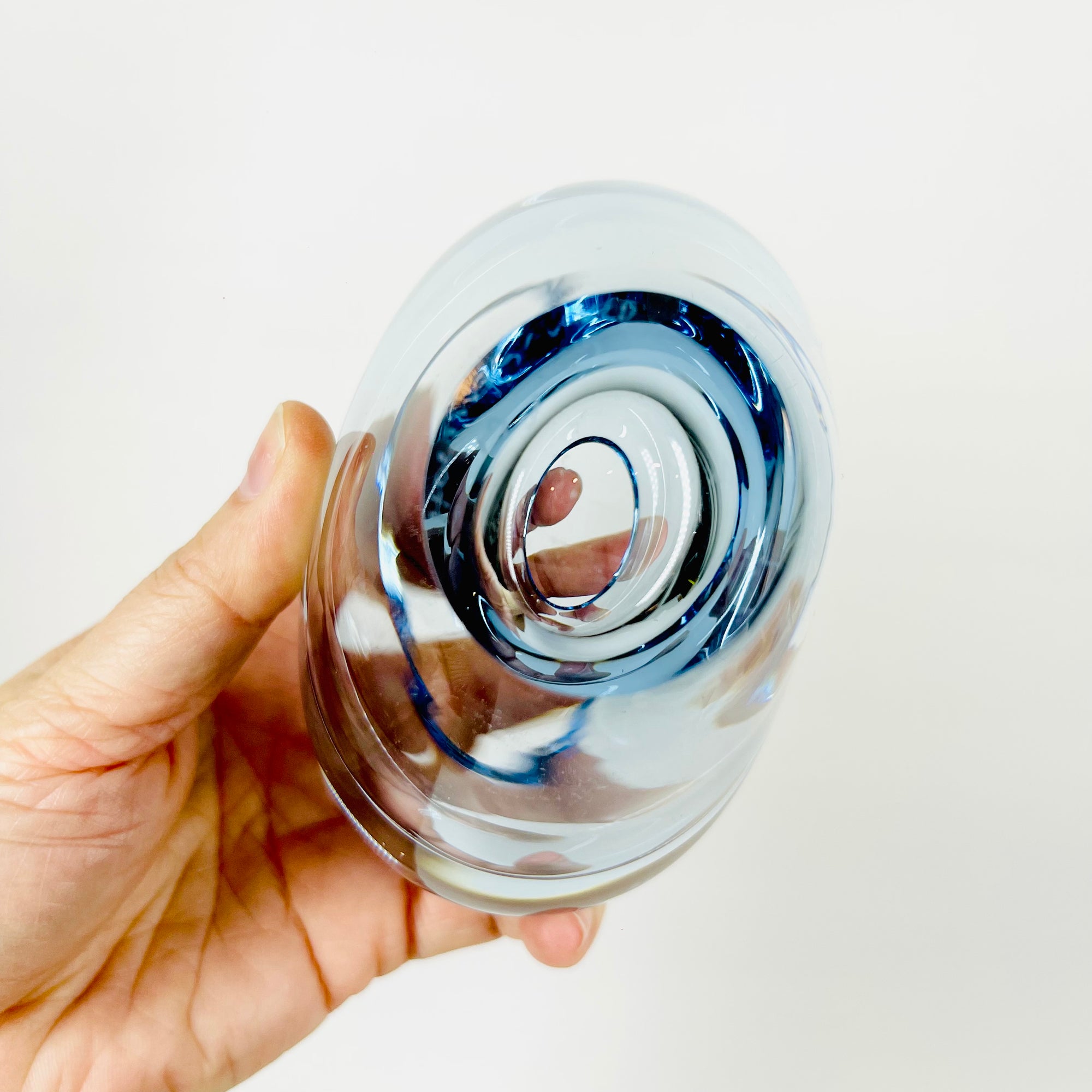 1960s HOLMEGAARD BLUE GLASS MINI HEART VASE BY PER LUTKEN