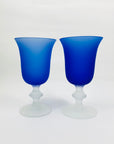 BLUE SATIN GLASS GOBLETS