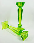 ART DECO URANIUM GLASS CANDLE STICKS