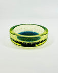 1950s GREEN BLUE MURANO URANIUM SOMMERSO GLASS BOWL/ASHTRAY WITH CONTROLLED BUBBLES