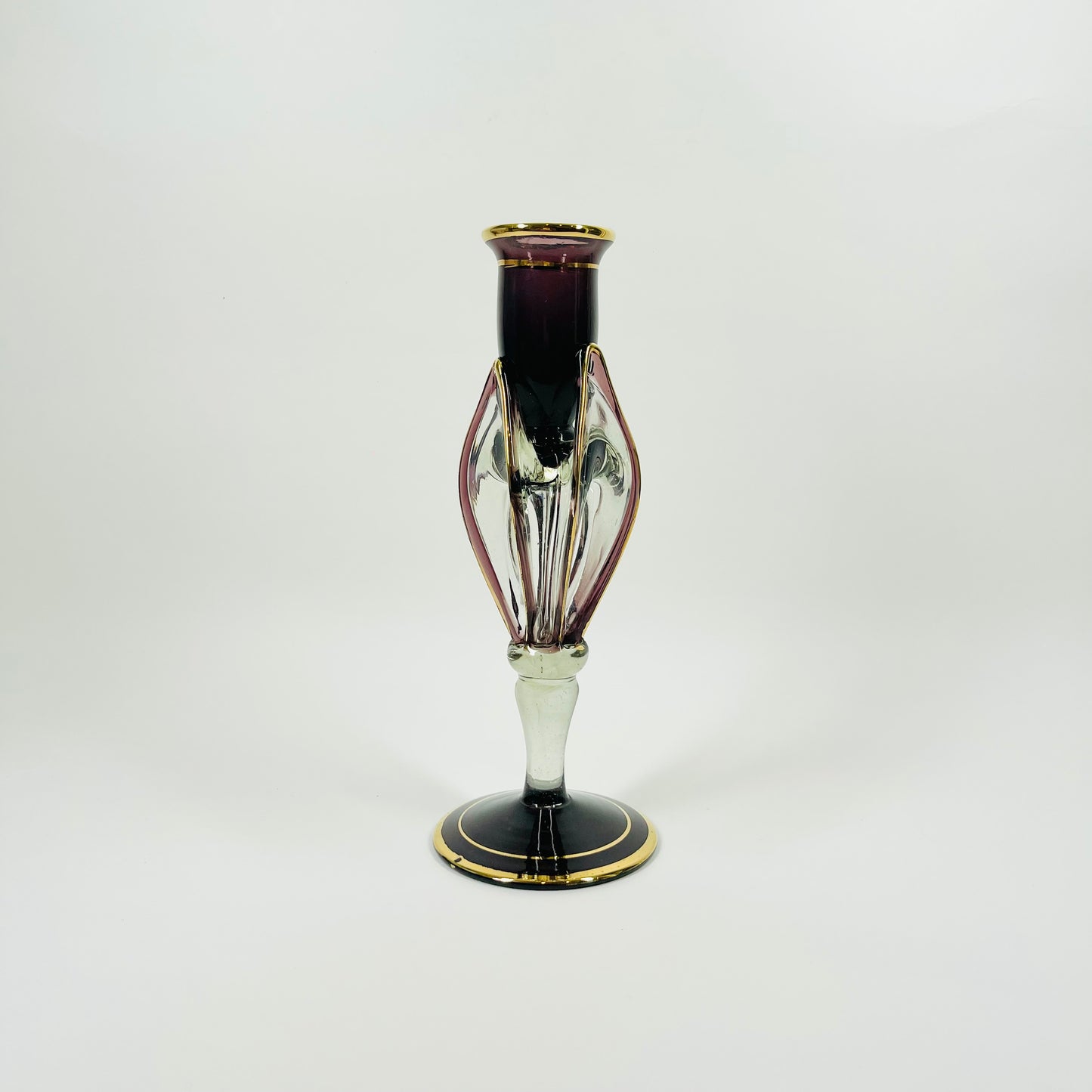 1950s MURANO AMETHYST GLASS CANDLE HOLDER