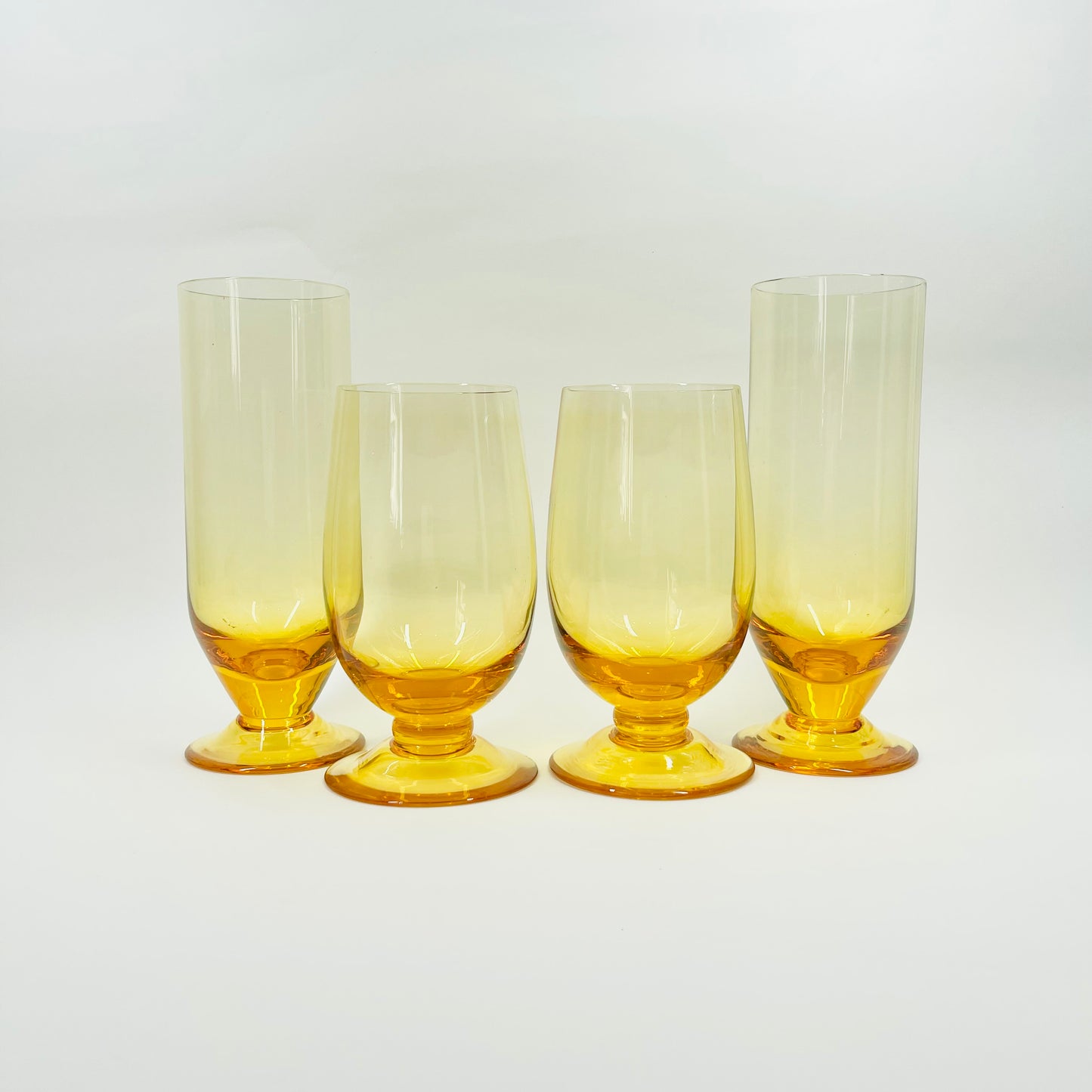 1950s STUART AMBER CRYSTAL FOOTED HIGHBALL