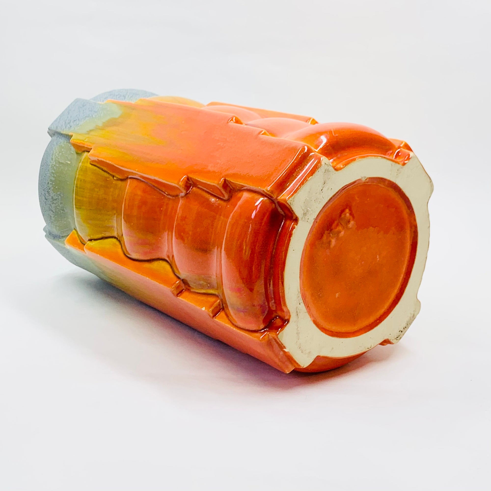ART DECO ORANGE FLAME POTTERY VASE