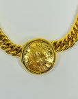 1995 CHANEL LOGO MEDALLION GOLD PLATED NECKLACE