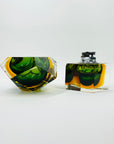 1940s GREEN GOLD AMBER MURANO MANDRUZZATO SOMMERSO FACETED GLASS BOWL/ASHTRAY
