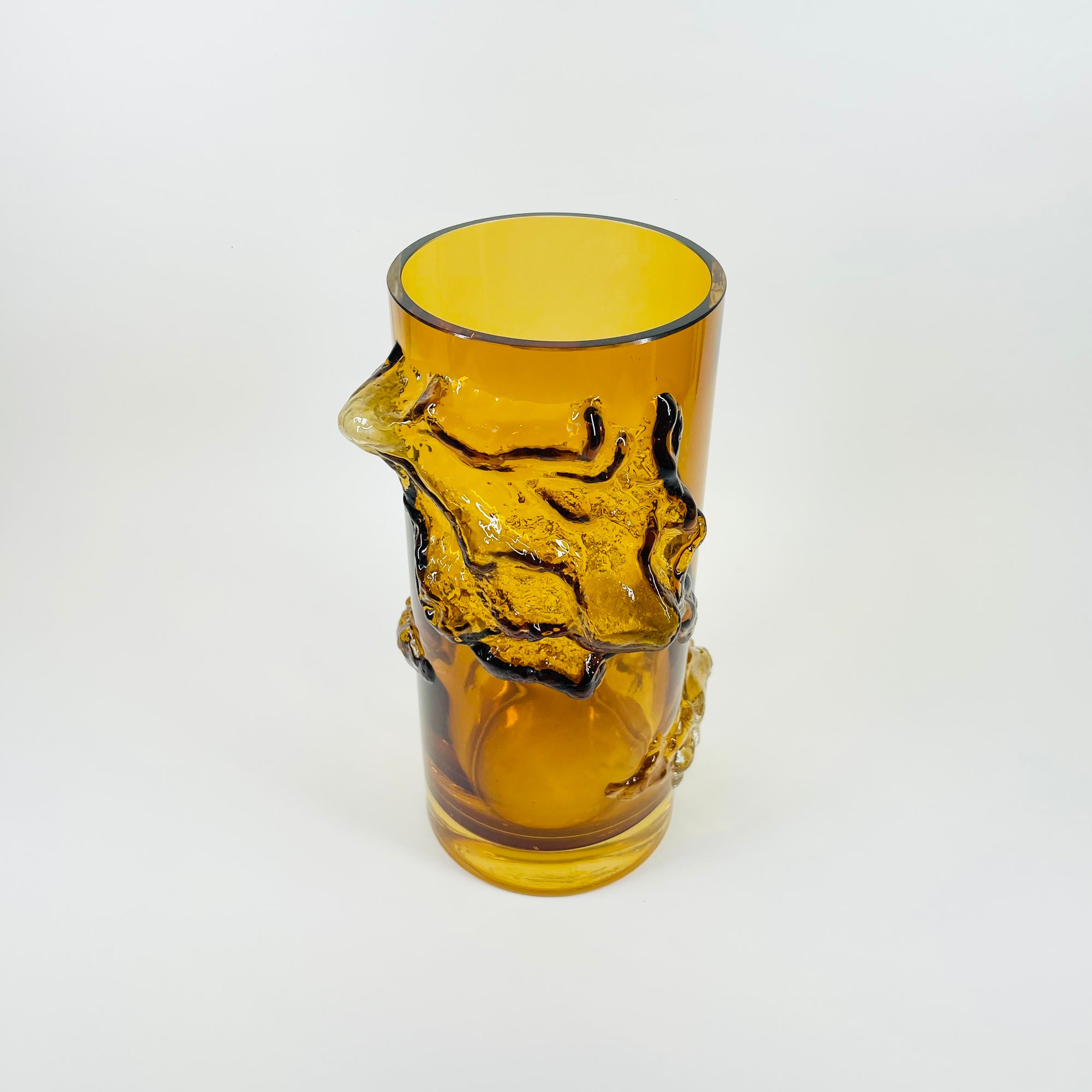 1970s FINNISH PETAJA AMBER GLASS VASE
