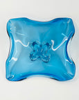 LARGE 1970s JAPANESE TURQUOISE BLUE SOMMERSO GLASS SQUARE BOWL