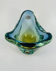 MCM BLUE GREEN MURANO SOMMERSO PINCHED GLASS BOWL/ASHTRAY