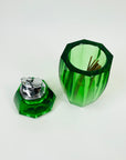 1950s FACETED GREEN GLASS LIGHTER BOX