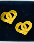 1995 CHANEL CC LOGO MARK HEART EARRINGS