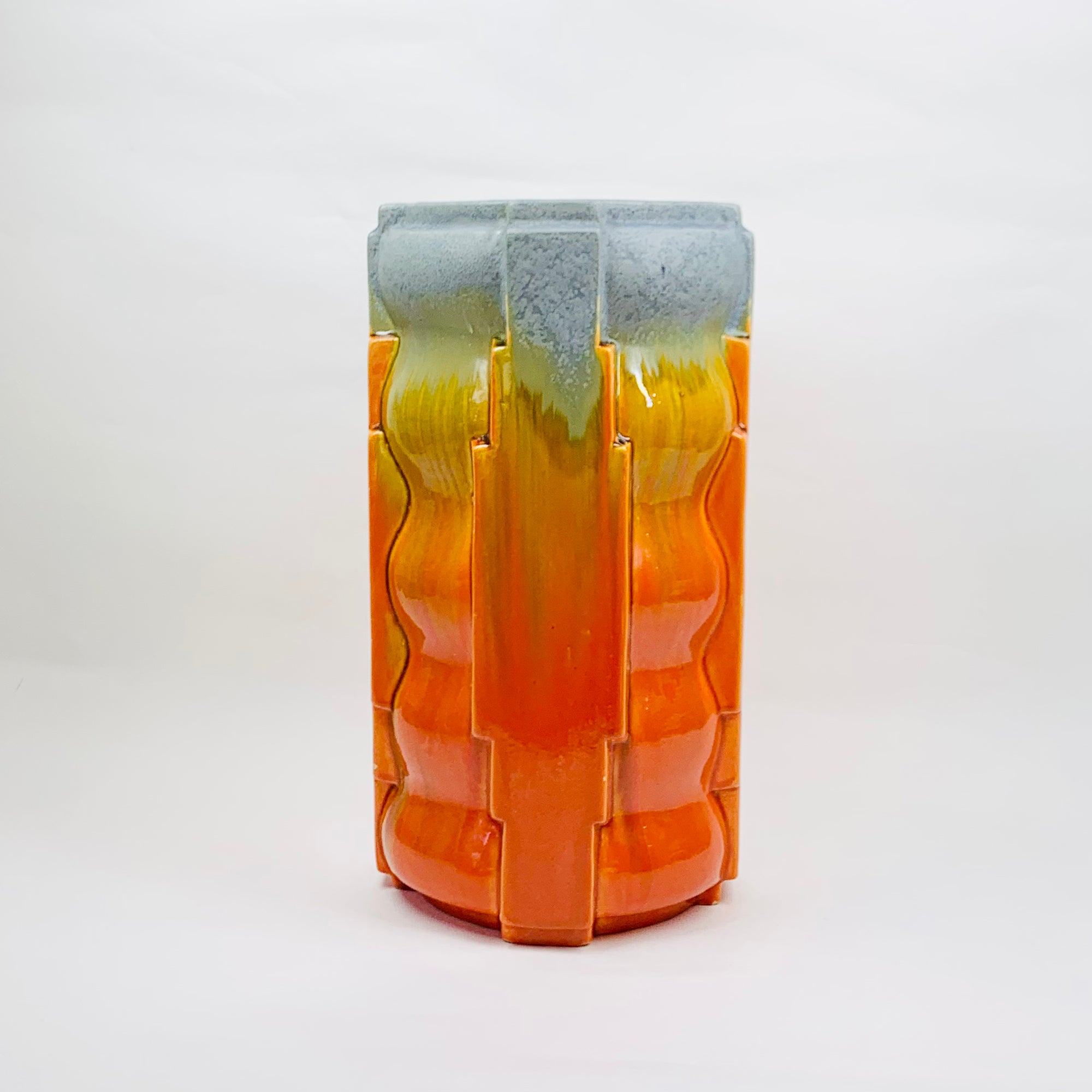 ART DECO ORANGE FLAME POTTERY VASE