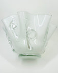1960s MURANO CASED WHITE RUFFLE RIM HANDKERCHIEF GLASS VASE MILLEFIORI