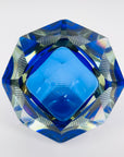 1970s FACETED MURANO COBALT BLUE GOLD GEODE BOWL