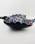 1950s MULTI COLOURS CASED BLACK SPATTER MURANO GLASS SHELL BOWl