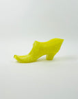 1940s FENTON PRESSED COLOUR MILK GLASS BOOT/MINI VASE