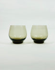 1950s GREY ROUND TUMBLER GLASSES WITH PINCHED BASE