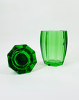 1950s FACETED GREEN GLASS LIGHTER BOX