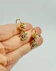 1990s CHANEL CC GOLD LOGO CRYSTAL PEARL PIERCED EARRINGS