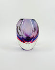 1950s PINK PURPLE SOMMERSO MURANO SOMMERSO FACETED GLASS POSY VASE