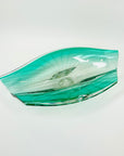 1950s MURANO TURQUOISE BLUE GLASS BOWL/ASHTRAY WITH CONTROLLED BUBBLES
