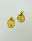 1980s CHANEL HOLLOW LETTERS CC LOGO BUTTON CLIP ON EARRINGS