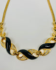 80s TRIFARI BLACK ENAMEL NECKLACE SUITE