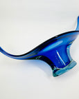 X-LARGE 1940s URANIUM MURANO BLUE SOMMERSO GLASS BOWL