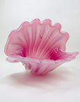 XL 1950s PINK MURANO OPALINE GLASS CLAM SHELL BOWL