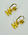 1990s CHANEL CC GOLD LOGO CRYSTAL PEARL PIERCED EARRINGS