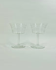 ANTIQUE ETCHED PALL MALL COUPE GLASSES