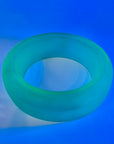 LARGE ANTIQUE GREEN DEPRESSION URANIUM GLASS ROUND FLOWER FROG