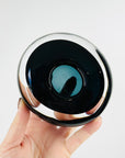 1999 ORREFORS SIGNED DARK BLUE GLASS STONE MINI BOWL/VASE