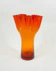 MIDCENTURY SIGNED FINNISH GLASS HANDKERCHIEF POIMU VASE BY INKERI TOIKKA FOR NUUTAJARVI NOTSJO