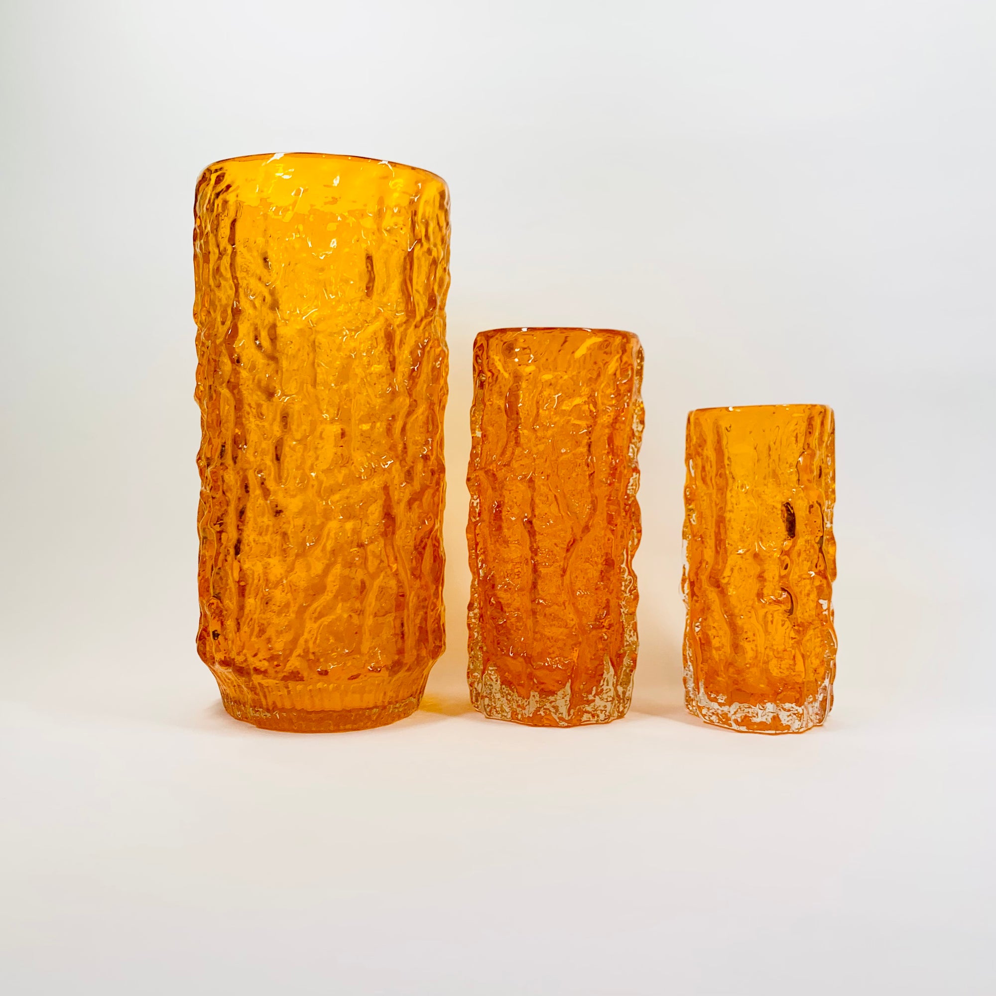 WHITEFRIARS ORANGE BARK GLASS VASE