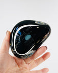 1999 ORREFORS SIGNED DARK BLUE GLASS STONE MINI BOWL/VASE