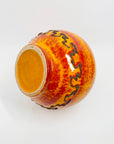 1960s WEST GERMAN ORANGE FAT LAVA ROUND POTTERY JUG VASE BY KREUTZ KERAMIK