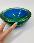 1940s BLUE AQUAMARINE SOMMERSO URANIUM GLASS OBLONG BOWL