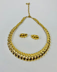 80s TEXTURED MATTE BRUTALIST BARCS NECKLACE SUITE
