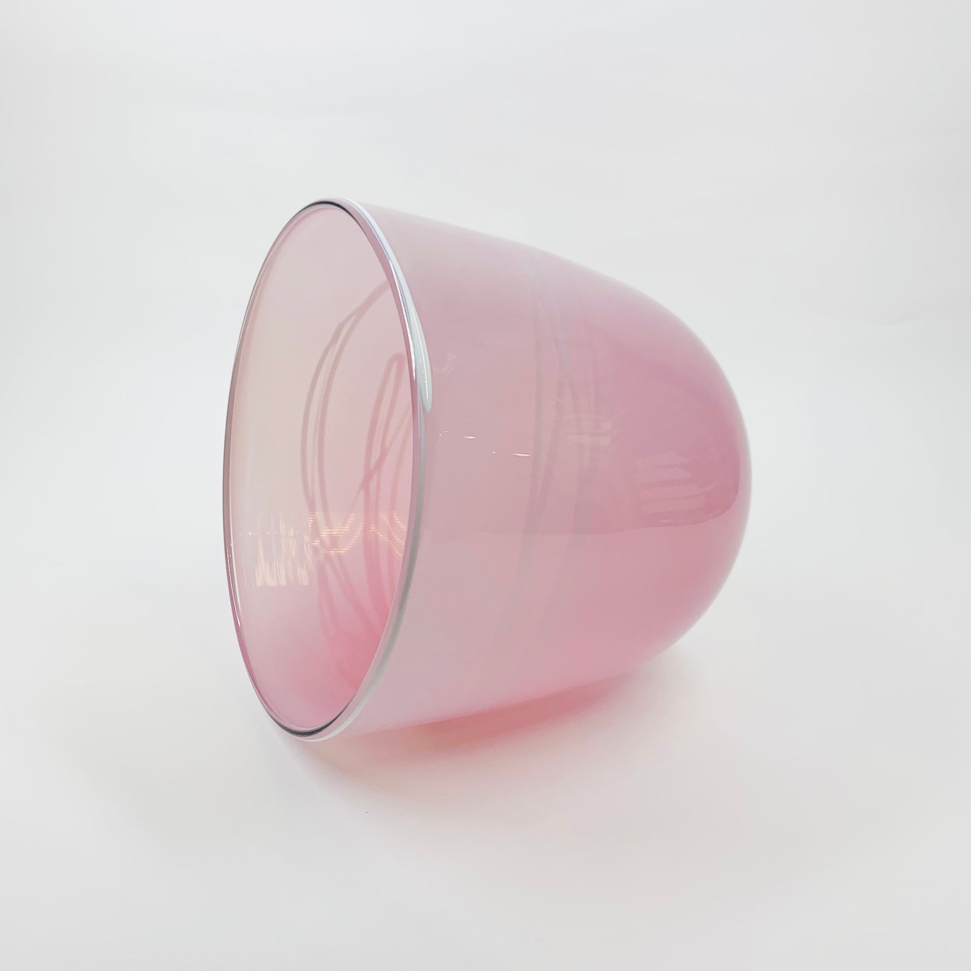 MOUTH BLOWN PINK ART GLASS BOWL