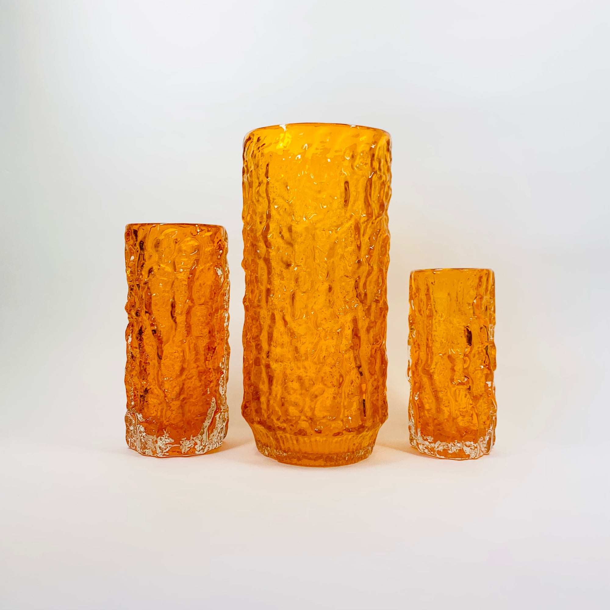 WHITEFRIARS ORANGE BARK GLASS VASE
