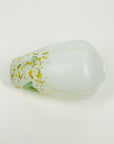1980s HAND MADE CASED WHITE YELLOW GREEN SPATTER ART GLASS POSY VASE