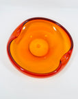 1970s JAPANESE MANDARIN/ORANGE SOMMERSO GLASS PINCHED BOWL