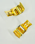 VINTAGE HERMES YELLOW FLOWER CLOISONNE CLIP ON EARRINGS