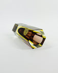 1950s AMETHYST PUPLE YELLOW MURANO SOMMERSO GLASS HEXAGONAL BLOCK POSY VASE