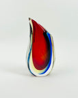 SIGNED 1950s ITALIAN MURANO HARLEQUIN SOMMERSO GLASS MINI SWUNG VASE