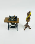 VINTAGE MINIATURE SEWING MACHINE & MANNEQUIN