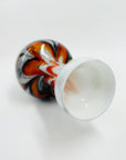 1970s ITALIAN EMPOLI CASED WHITE GLASS ORANGE SWIRLS VASE