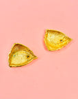 1980s GOLD PLATED RHINESTONES HEART STUD EARRINGS