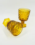 ANTIQUE DEPRESSION PRESSED AMBER GLASS FOOTED GOBLETS